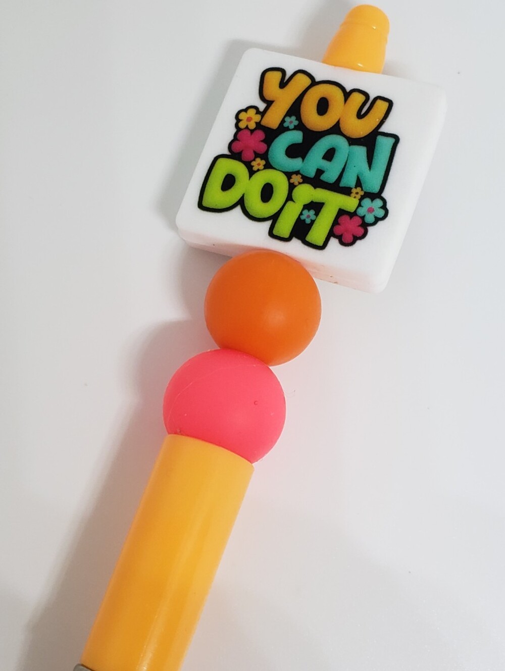 Handmade You Can Do It Silicone Focal Beaded Pen